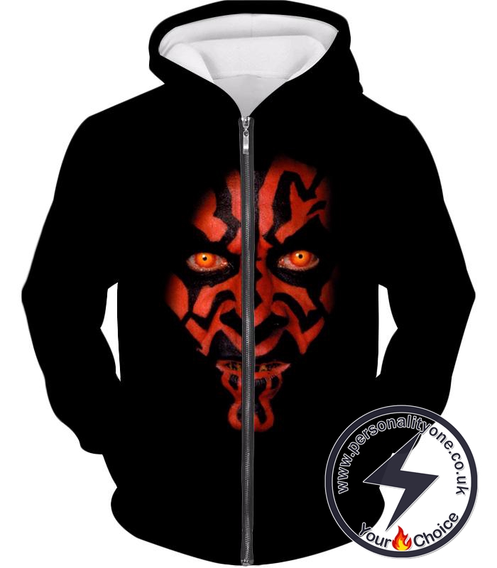 Star Wars Scary and Deadly Sith Lord Darth Maul Cool Promo Black Zip Up Hoodie